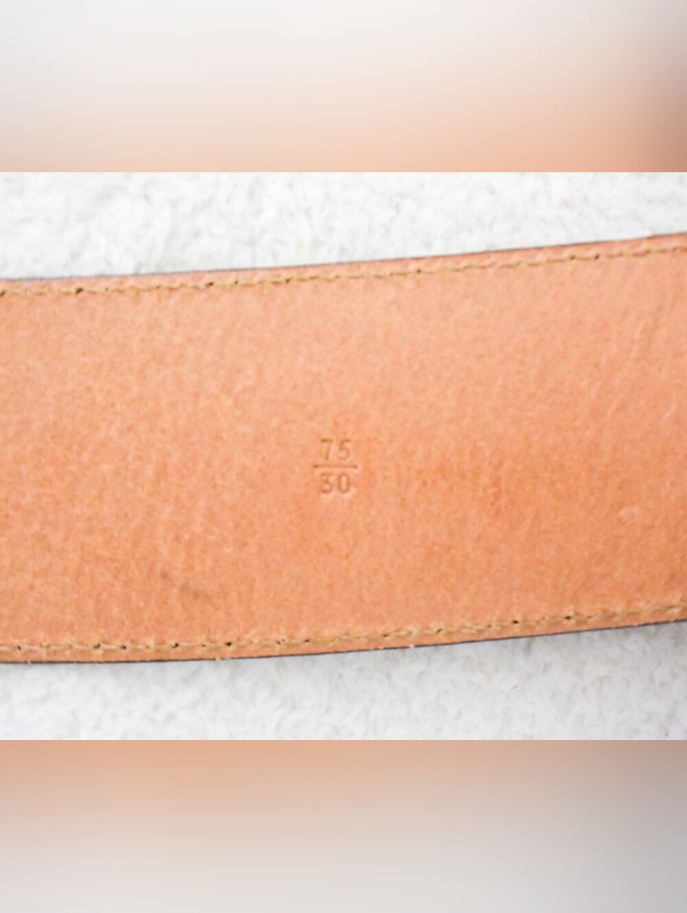 *PRADA* Wide Leather Brown/Tan Stitched Belt, size 30" (75cm). Made in Italy. - Picture 6 of 9
